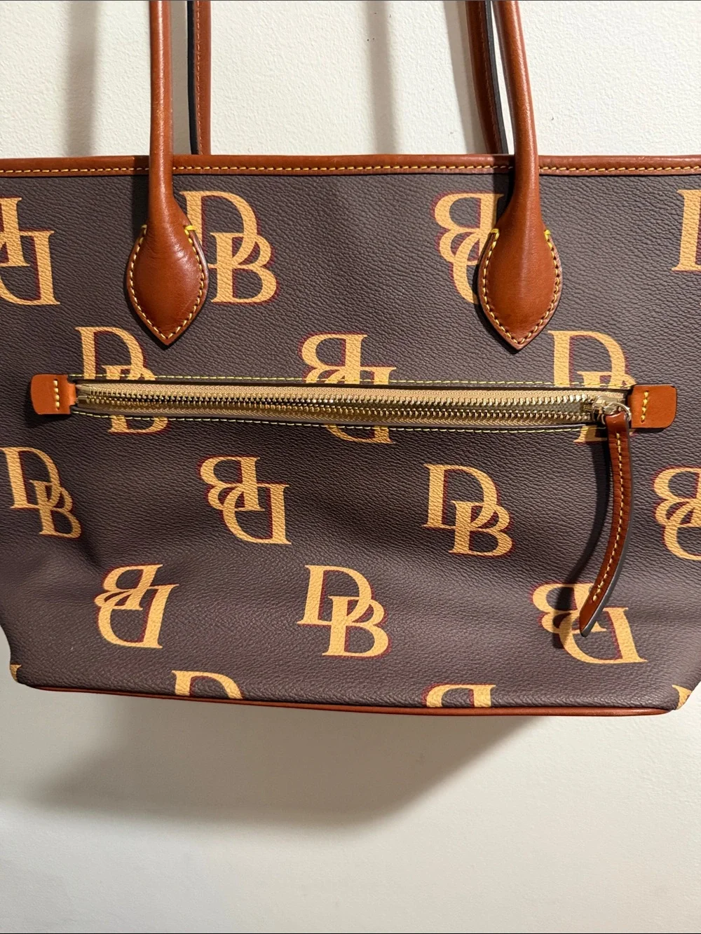 Dooney & Bourke Brown Tote with Tan Trim